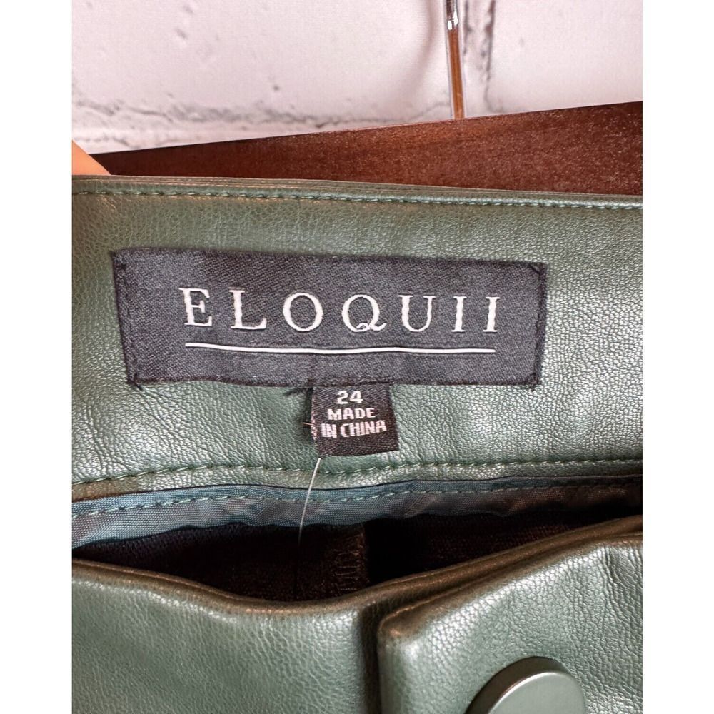 ELOQUII green stretch faux vegan leather cropped ankle pants 24 NWT - Picture 4 of 10